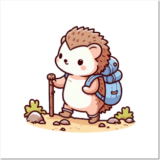 Cute hedgehog Hiking Posters and Art